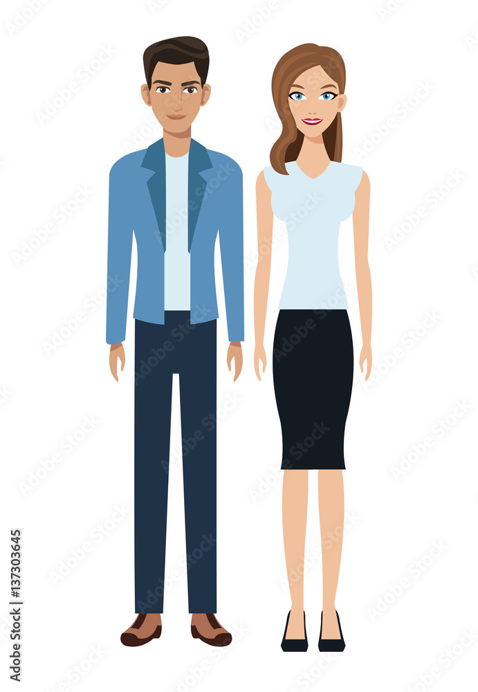 Fototapeta premium couple young social community vector illustration eps 10
