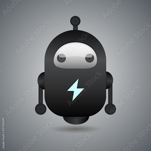 Robot Icon. Black robot on gray background. Сoncept of the future. Vector illustration.