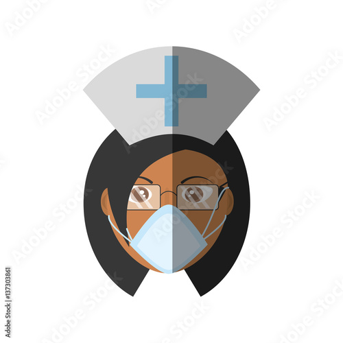 doctor female mask medical staff hat cross vector illustration eps 10