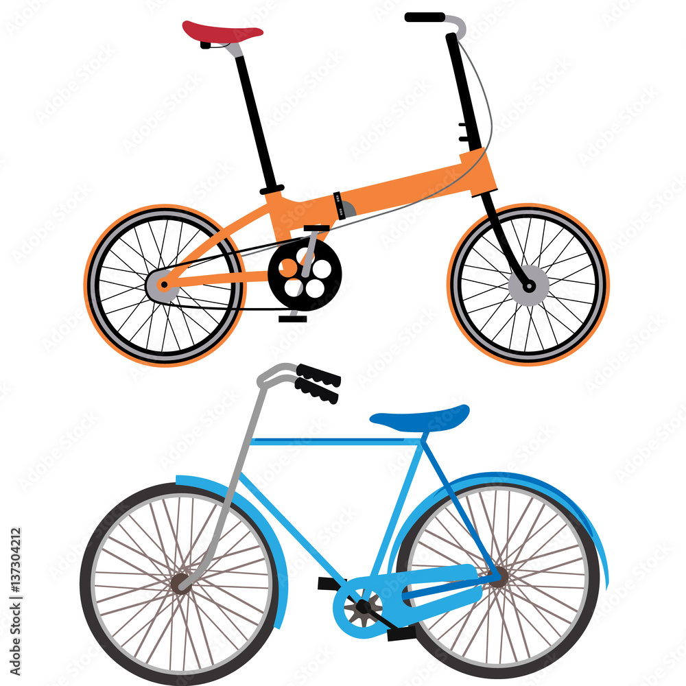 Obraz premium Set riding bikes isolated on white background.