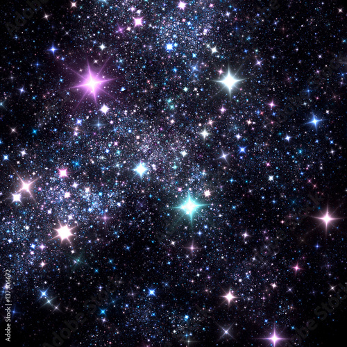 Sparkle blue starry night sky. Fantasy shiny background for Christmas designs. Fractal art