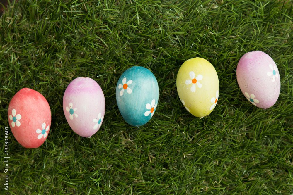 Colourful Easter Eggs on the grass Colourful Easter Eggs on the grass