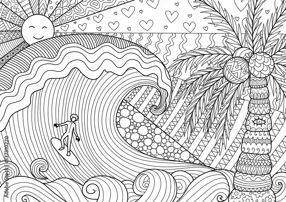 Surf Coloring Book: Stress Relieving Patterns Surfing Activities Coloring Book for Adults Relaxation - Funny Gifts for Water Sports Lover Men Women, Surfing Activity Book for Grown-ups [Book]