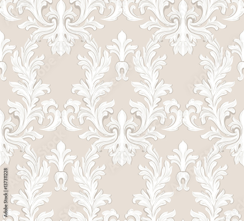 Vintage Baroque damask floral pattern acanthus Imperial style. Vector decor b...