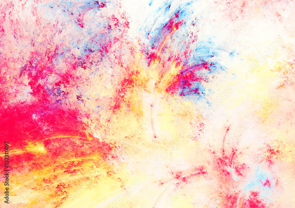 Artistic splashes of bright paints. Abstract light color pattern.  Futuristic background for wallpaper, album, flyer cover, poster, booklet.  Fractal artwork for creative graphic design. Stock Illustration | Adobe  Stock
