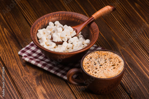 vintage coffee cup with marshmallow