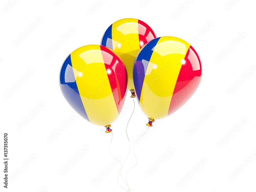 Three balloons with flag of romania