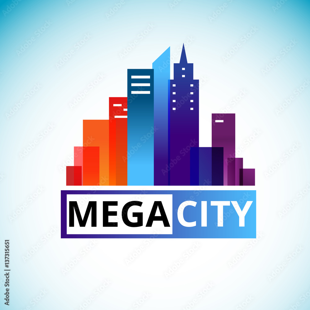 Mega city or Downtown logo design - vector
