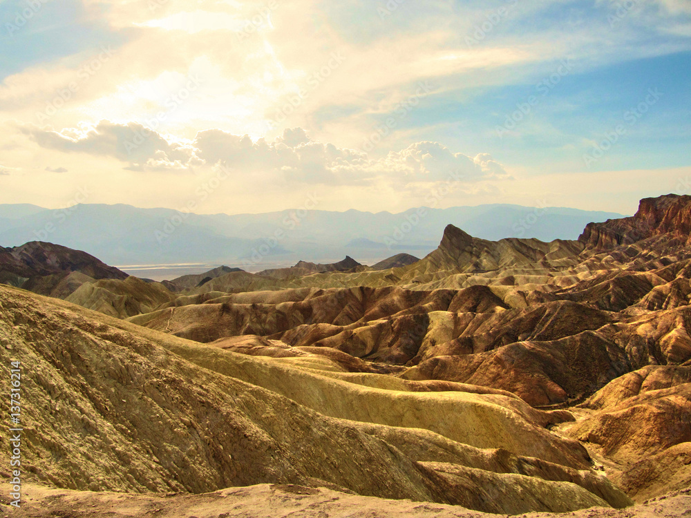 View of the erosional landscape in Zabriskie Point - Death Valley, California