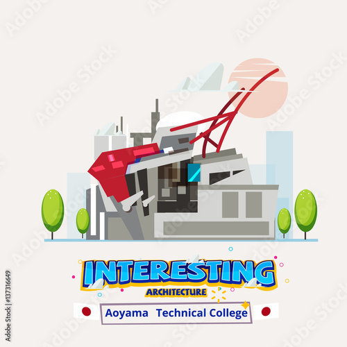 aoyama technical college. interesting architecture concept - vector