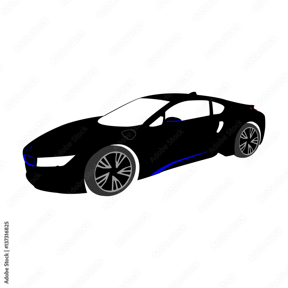 Sport electric car vector silhouette