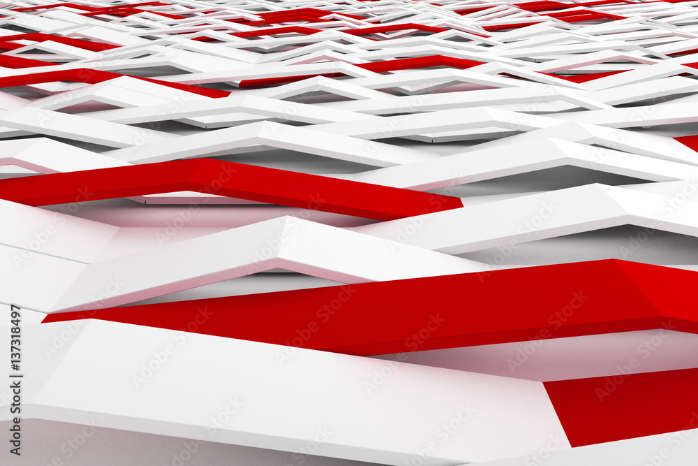 3D rendering of white matte plastic waves with colored elements 3D rendering of white matte plastic waves with colored elements