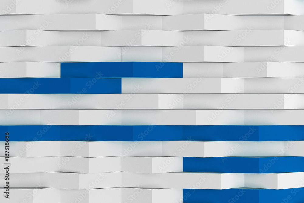 Fototapeta premium 3D rendering of white matte plastic waves with colored elements