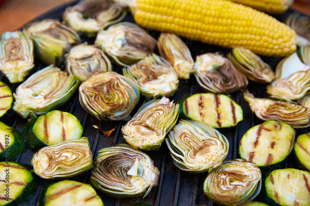 artichoke zucchini corn cob grill vegetables artichoke zucchini corn cob grill vegetables