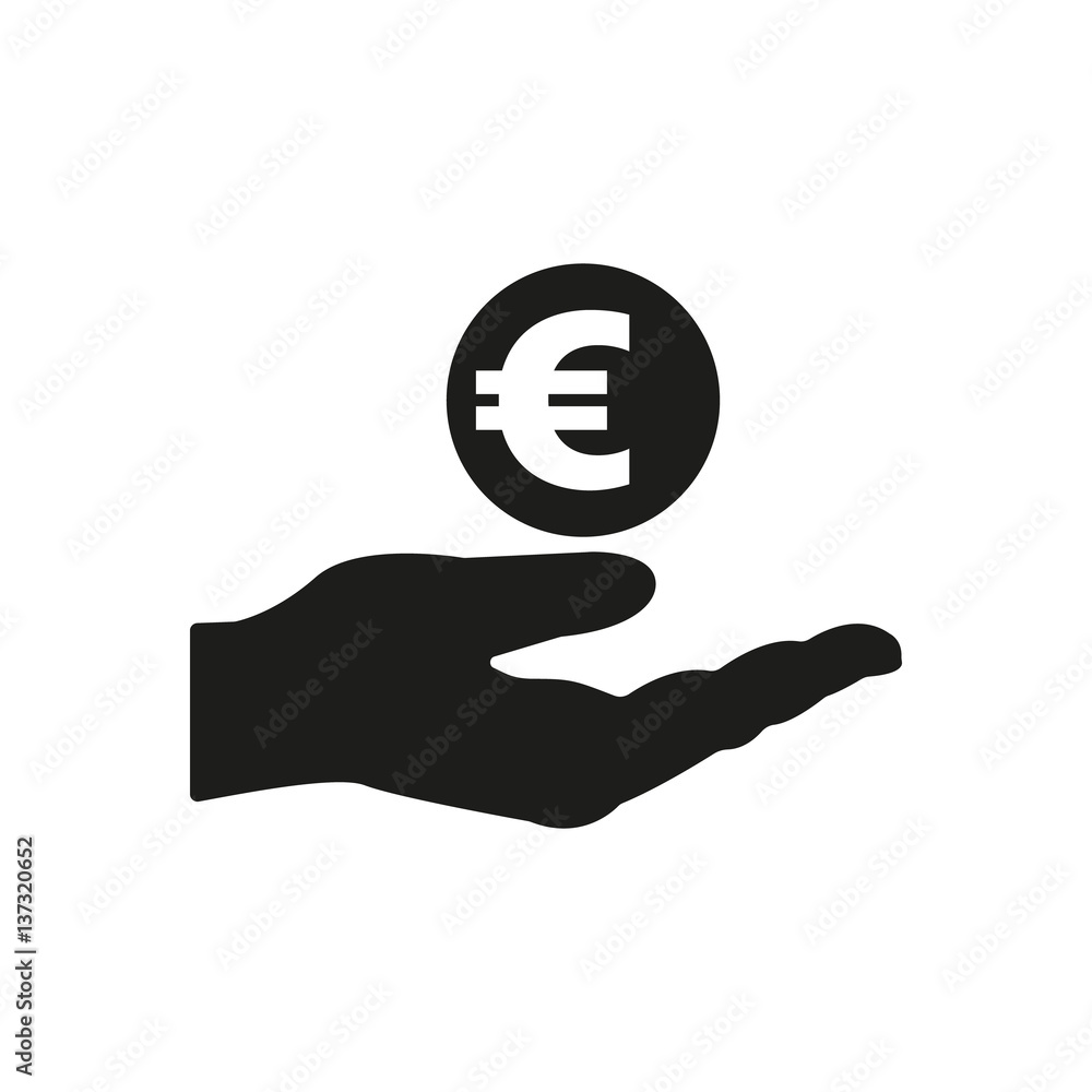 Euro in hand icon. Wealth, money, investments, savings symbol. Flat design. Stock - Vector illustration Euro in hand icon. Wealth, money, investments, savings symbol. Flat design. Stock - Vector illustration