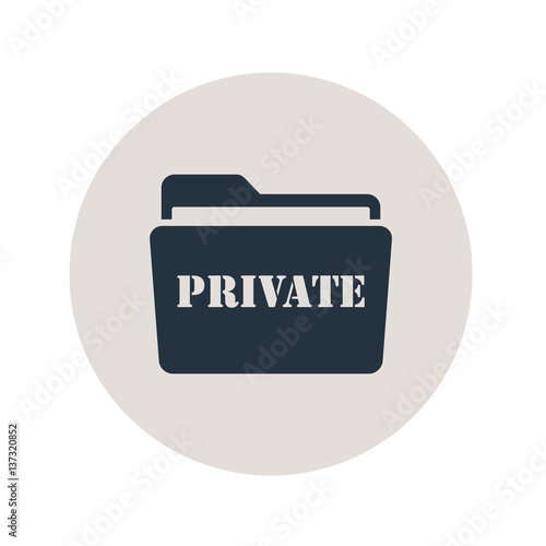 Icono plano carpeta PRIVATE en circulo gris