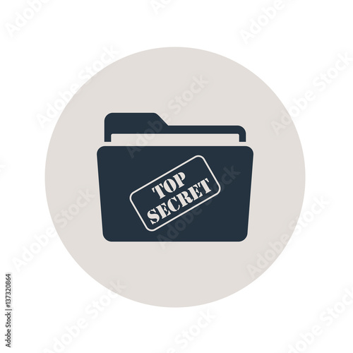 Icono plano carpeta TOP SECRET en circulo gris