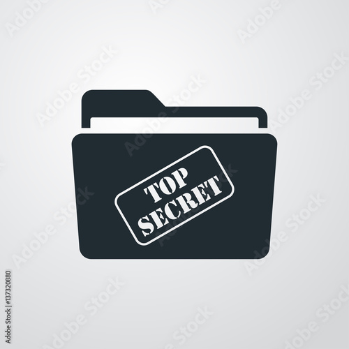 Icono plano carpeta TOP SECRET en fondo degradado