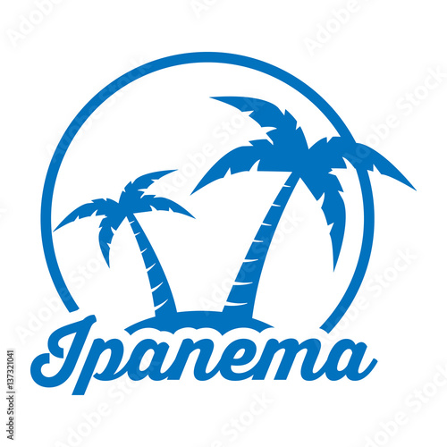 Icono plano Ipanema en isla azul en fondo blanco