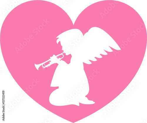 Praying Heart Angel with Trumpet