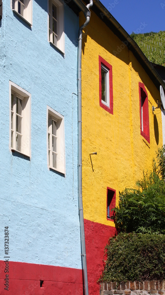 Colorful façades in Zell on the Moselle. Germany
