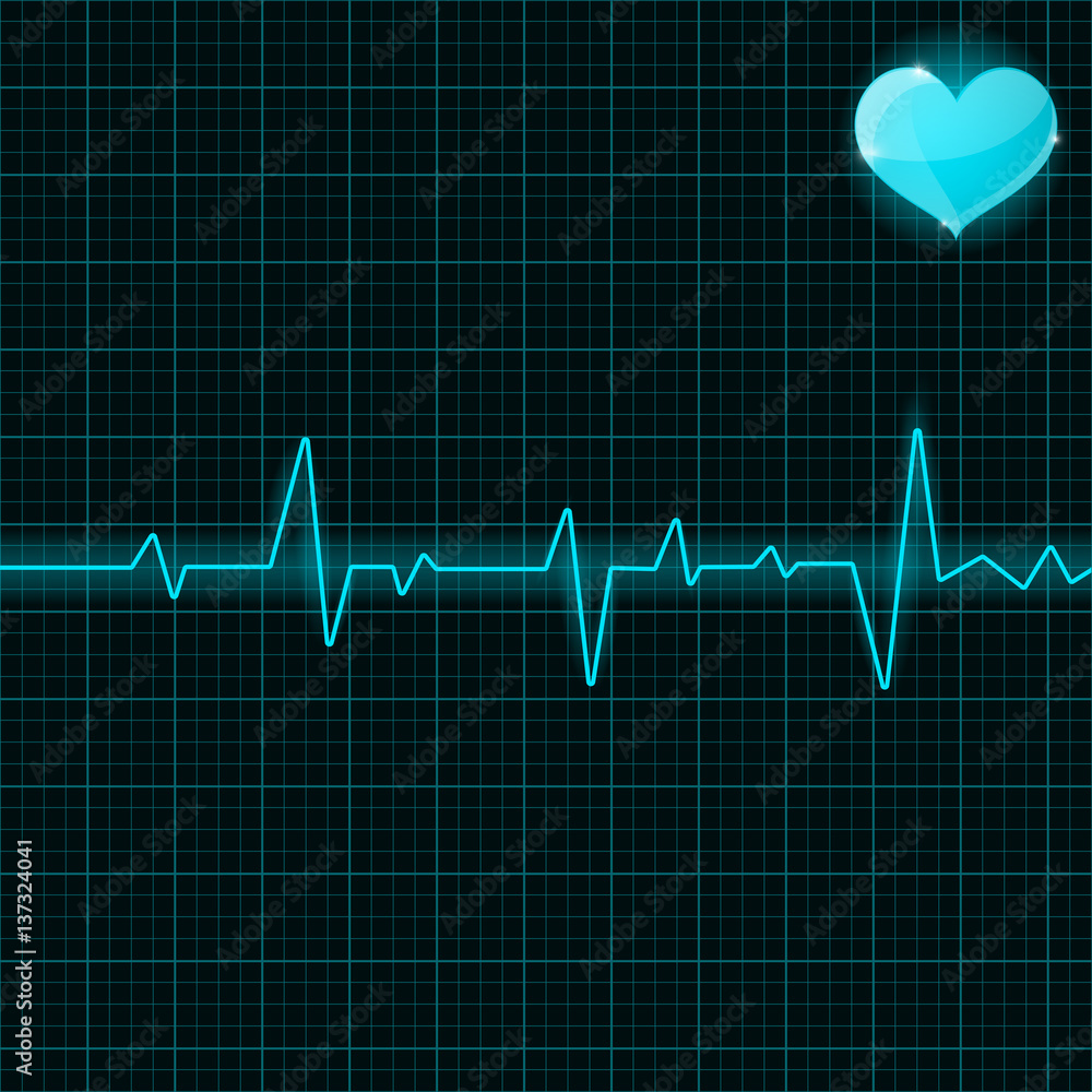 Blue electrocardiogram with heart symbol Stock Vector | Adobe Stock