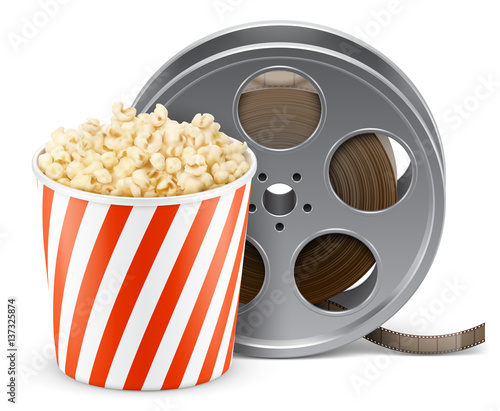 Pot de pop corn et bobine de film vectoriels 1