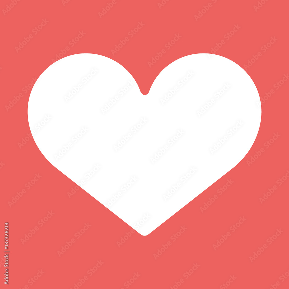 Heart icon. White symbol of love on red background