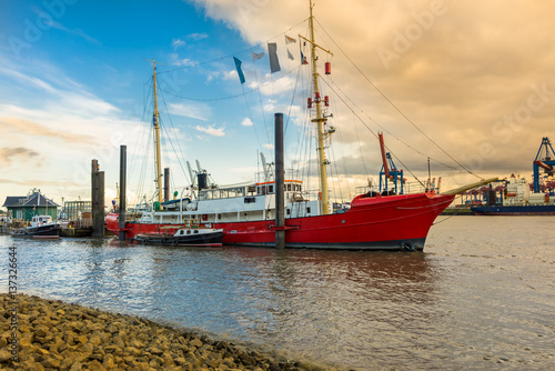 Konstfotografi Feuerschiff am hamburger Museumshafen