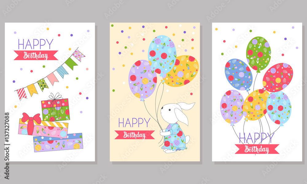 3 children's backgrounds for greeting card