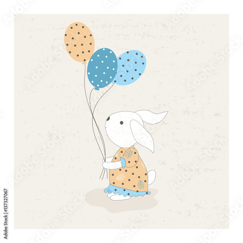 cute rabbit with balloons