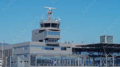 Thessaloniki, Greece SKG airport control tower.
Thessaloniki International Airport Macedonia is the third largest airport in Greece.
