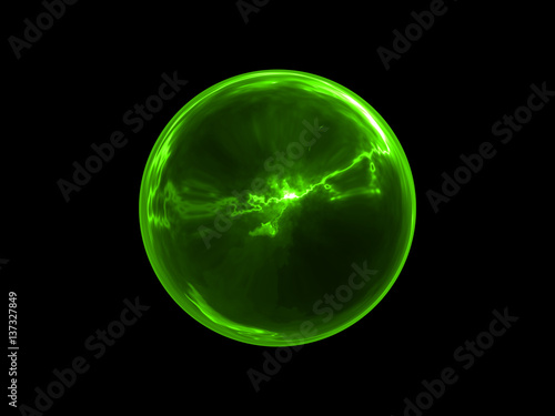 Abstract Glowing Green Sphere Energy