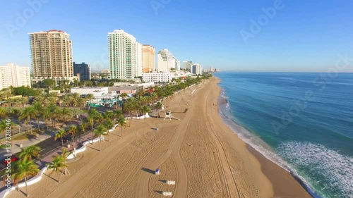Sunrise at Fort Lauderdale Beach aerial video