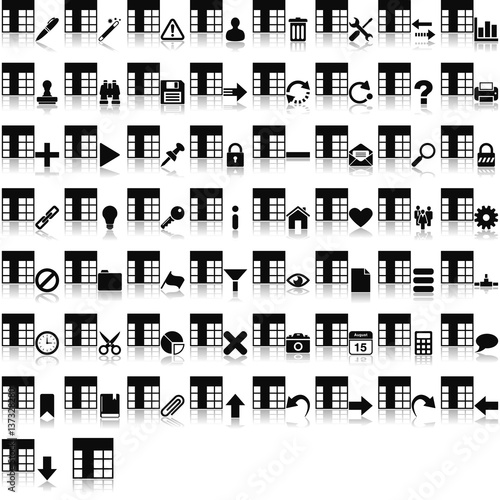 Tabelle mit Overlays und Spiegelungseffekt