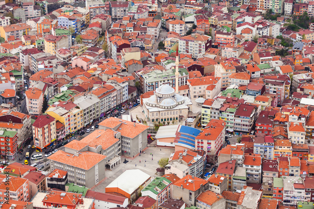 Istanbul aerial view. Panorama of modern part of the city.