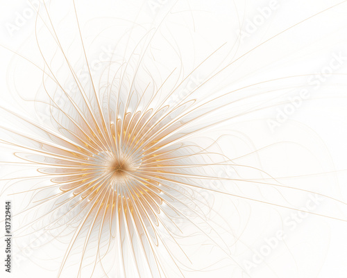 Abstract fractal golden flower on a white background