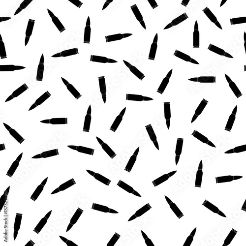 bullet gun. black combat cartridge. seamless pattern. white background. vector illustration.