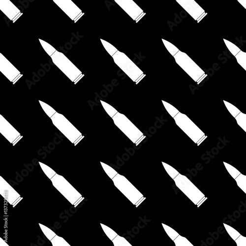 white bullet gun. combat cartridge. seamless pattern. black background. vector illustration.
