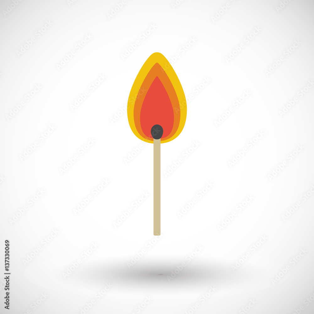 Flaming matchstick flat vector icon