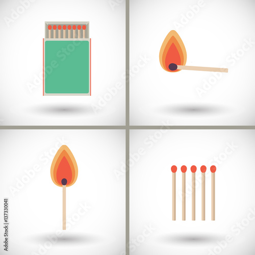 Obraz na płótnie Match sticks and box set flat vector illustration w salonie