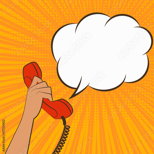 female hand with telephone handset