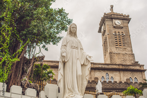 Beautiful stone Catholic Cathedral. Nha Trang Cathedral in Nha Trang, Vietnam photo