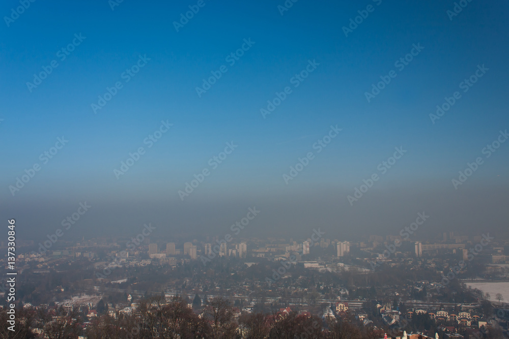 Naklejka premium Smog in Cracow, Poland
