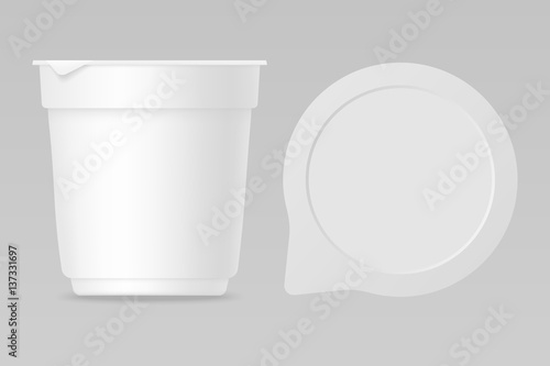 Yogurt realistic mockup for package design with empty lid