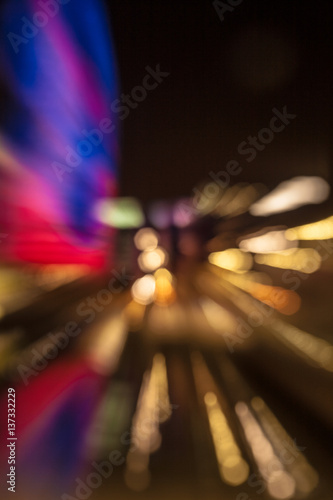 Long light abstract. Torre Agbar, Barcelona, Spain