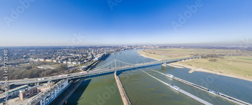 Aerial of the bridge between Krefeld and Duisburg