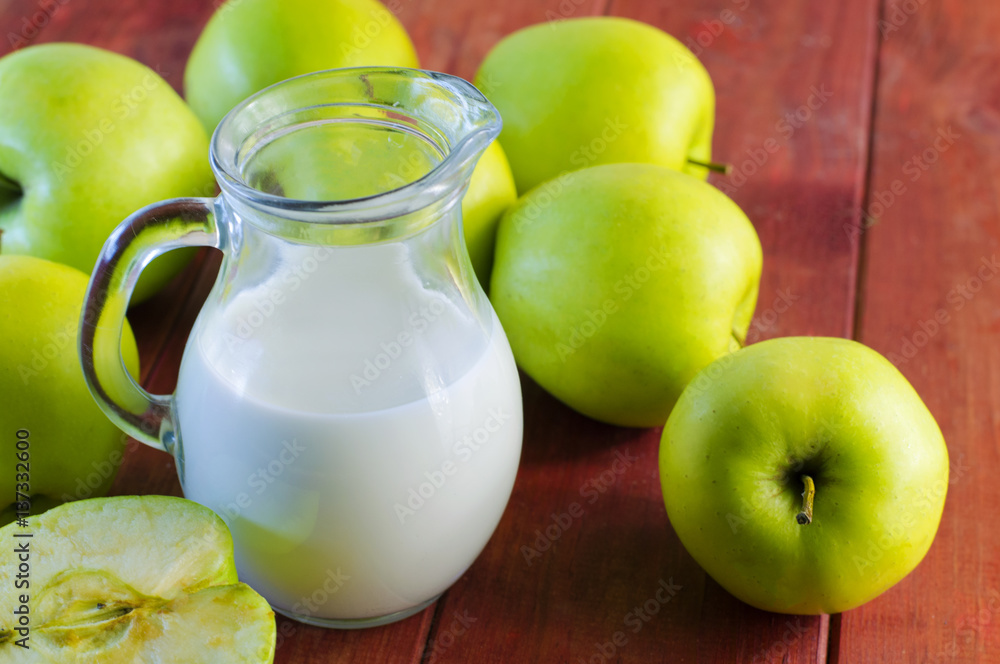 milk and apple milk and apple