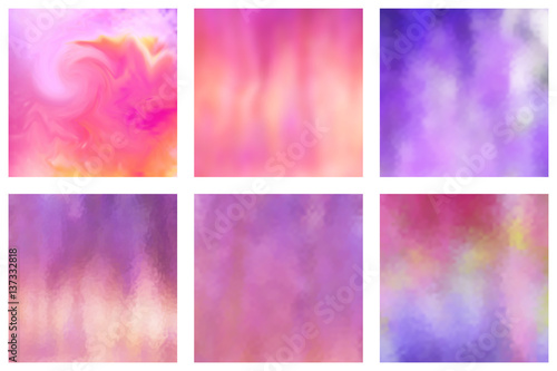 Set of blurred nature purple pink backgrounds. Spring flowering vector background © leezarius