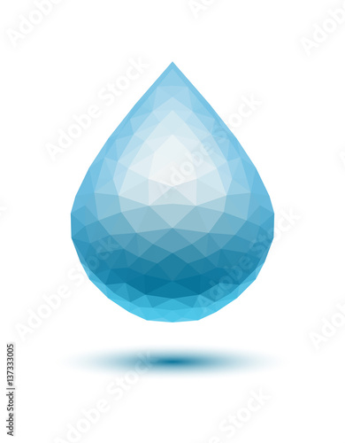 Water drop of many triangles. Natural shades. Labl. Emblem. Eco.